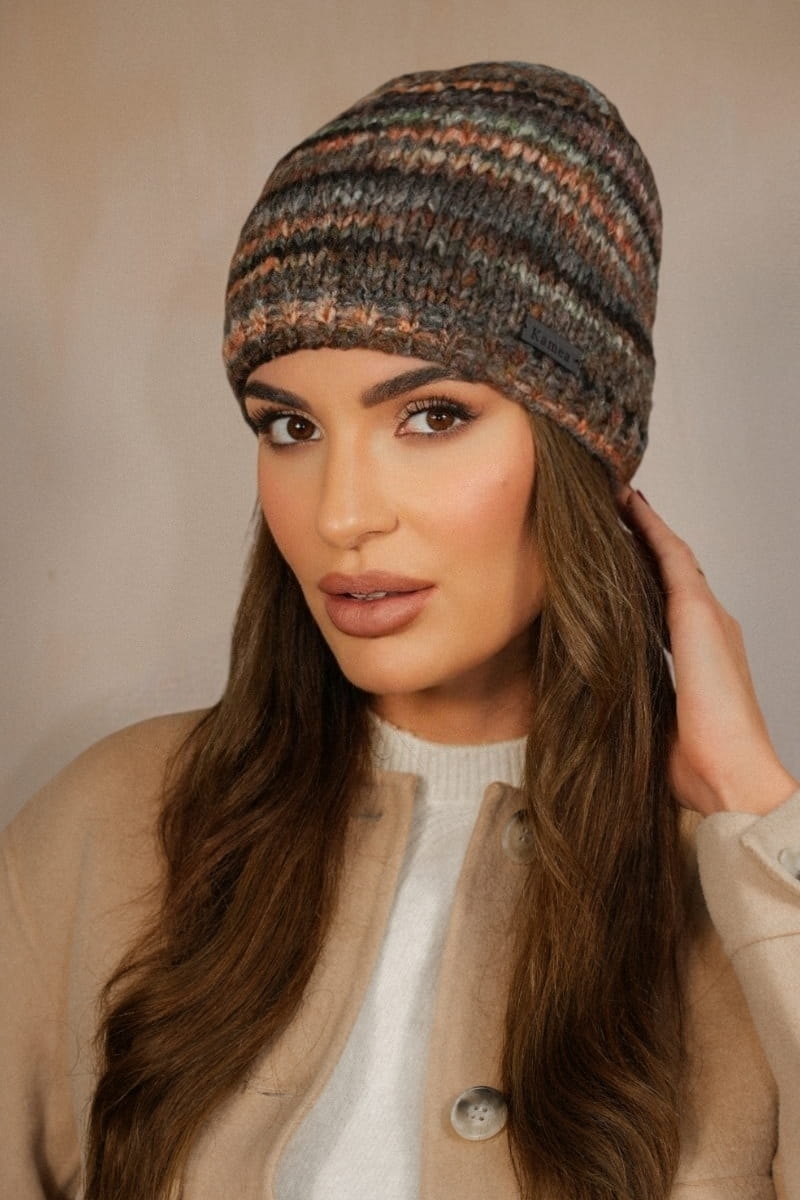 Čepice, Model: Kali, Barva: mix hnědá, Složení materiálu: 65% Akryl; 21% Vlna; 14% Polyamid, Určení: Podzim/Zima, Velikost: Univerzální (54-60) (Čepice, fotografie 2)