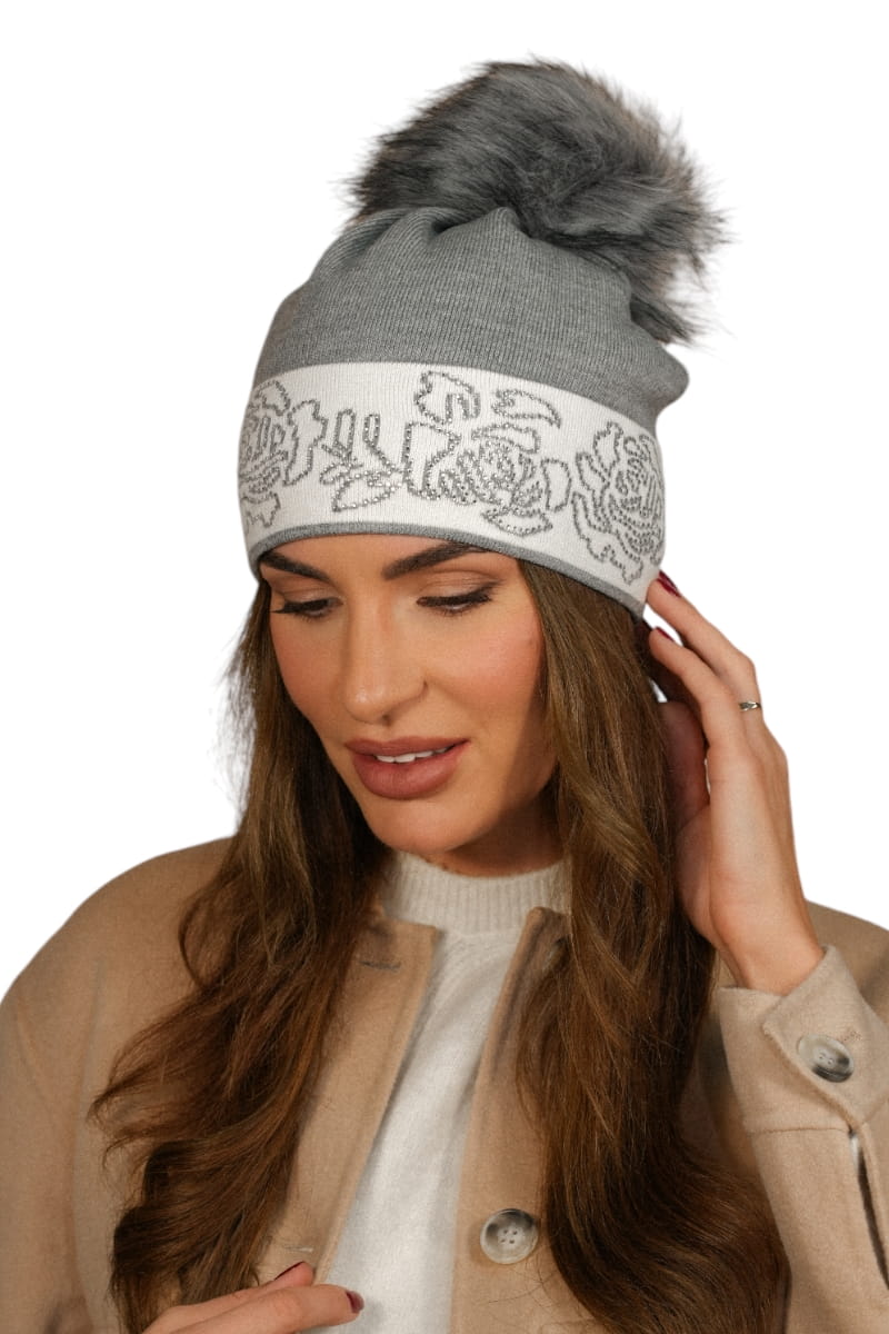 Čepice, Model: Liliana, Barva: šedá, Složení materiálu: 55% Akryl; 30% Vlna; 15% Polyamid, Velikost: Univerzální (54-60)