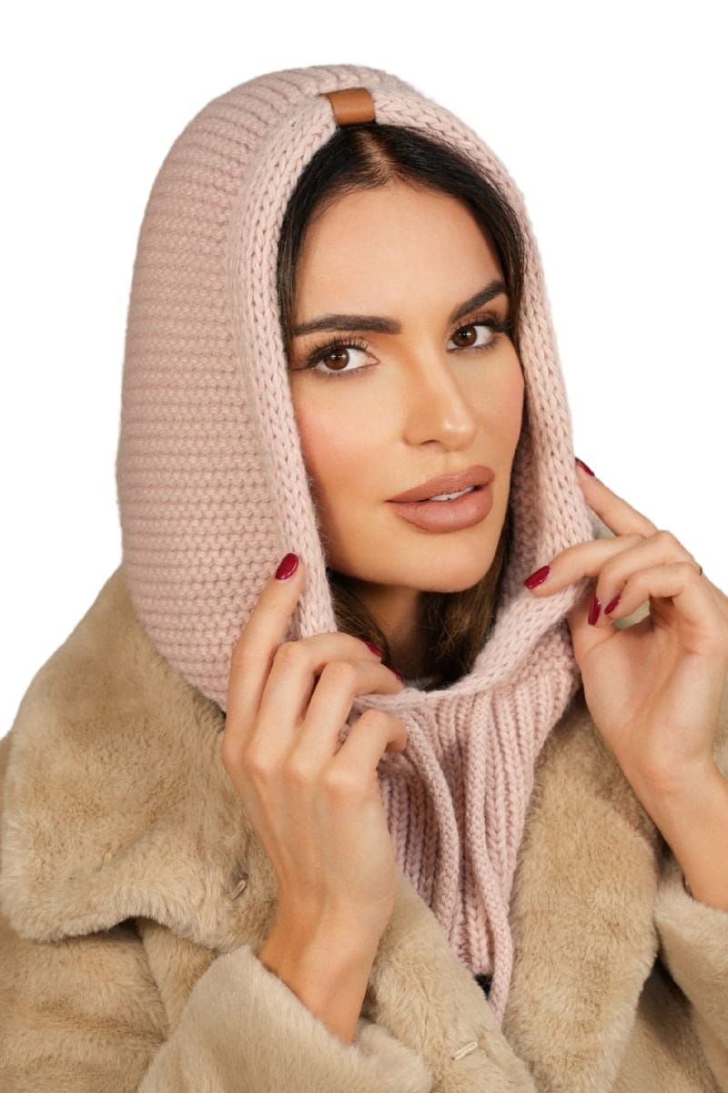 Kaptur Damski, Model: Kaptur-Majrag, Kolor: różowy, Skład materiału: 85% Akryl; 15% Poliamid, Przeznaczenie: Jesień/Zima, Rozmiar: Uniwersalny