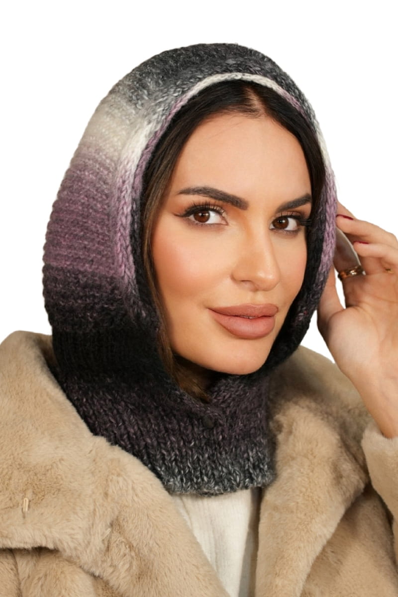 Kaptur Damski, Model: Kaptur-Virginia, Kolor: różowy, Skład materiału: 55% Poliakryl; 25% Wełna; 20% Alpaka, Przeznaczenie: Jesień/Zima, Rozmiar: Uniwersalny