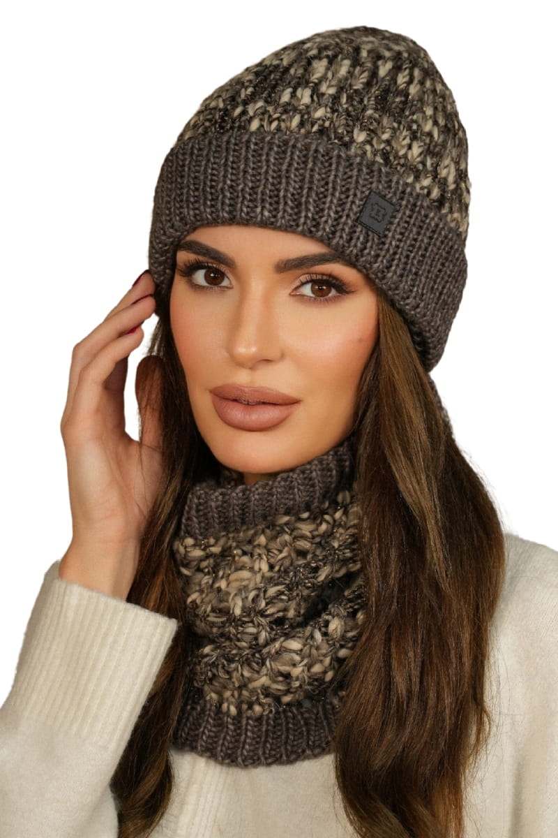 Komplet (Czapka + Komin), Model: Morela-Komplet, Kolor: brązowy, Skład materiału: 40% Wełna; 37% Poliakryl; 19% Alpaka; 4% Poliester, Przeznaczenie: #NAZWA?, Wymiary(długość/szerokość): 38cm/28cm