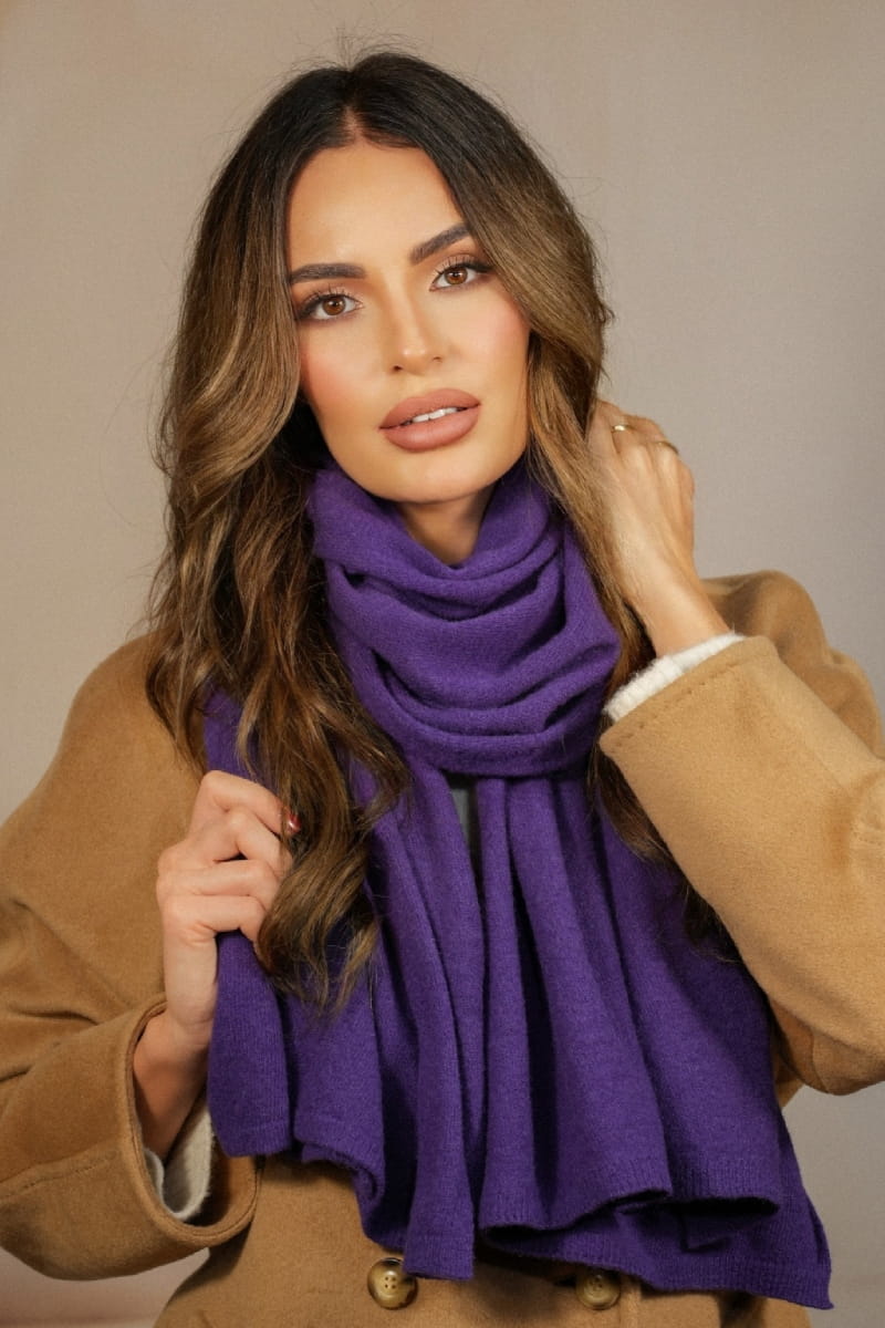 Model: Szalik-01, Kolor: fioletowy, Skład materiału: 80% Wełna; 20% Poliamid, Przeznaczenie: Jesień/Zima, Wymiary(długość/szerokość): 180cm/65cm