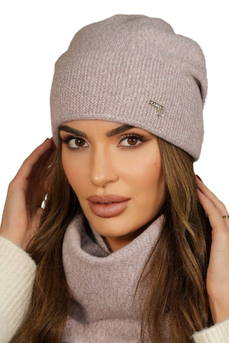 Komplet (Czapka + Komin), Model: Pene Komplet, Kolor: różowy, Skład materiału: 80% Wełna; 20% Poliamid, Przeznaczenie: Jesień/Zima, Wymiary(długość/szerokość): 70cm/40cm (Komplet (Czapka + Komin), zdjęcie 3)