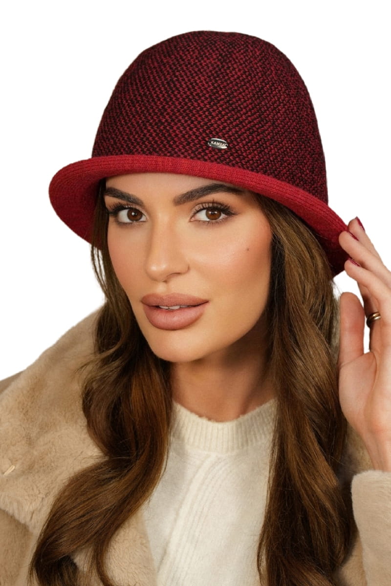 Kapelusz Damski, Model: Zelda, Kolor: czerwony, Skład materiału: 50% Akryl; 30% Wełna; 10% Wiskoza; 10% Alpaka, Rozmiar: Uniwersalny (54-60)