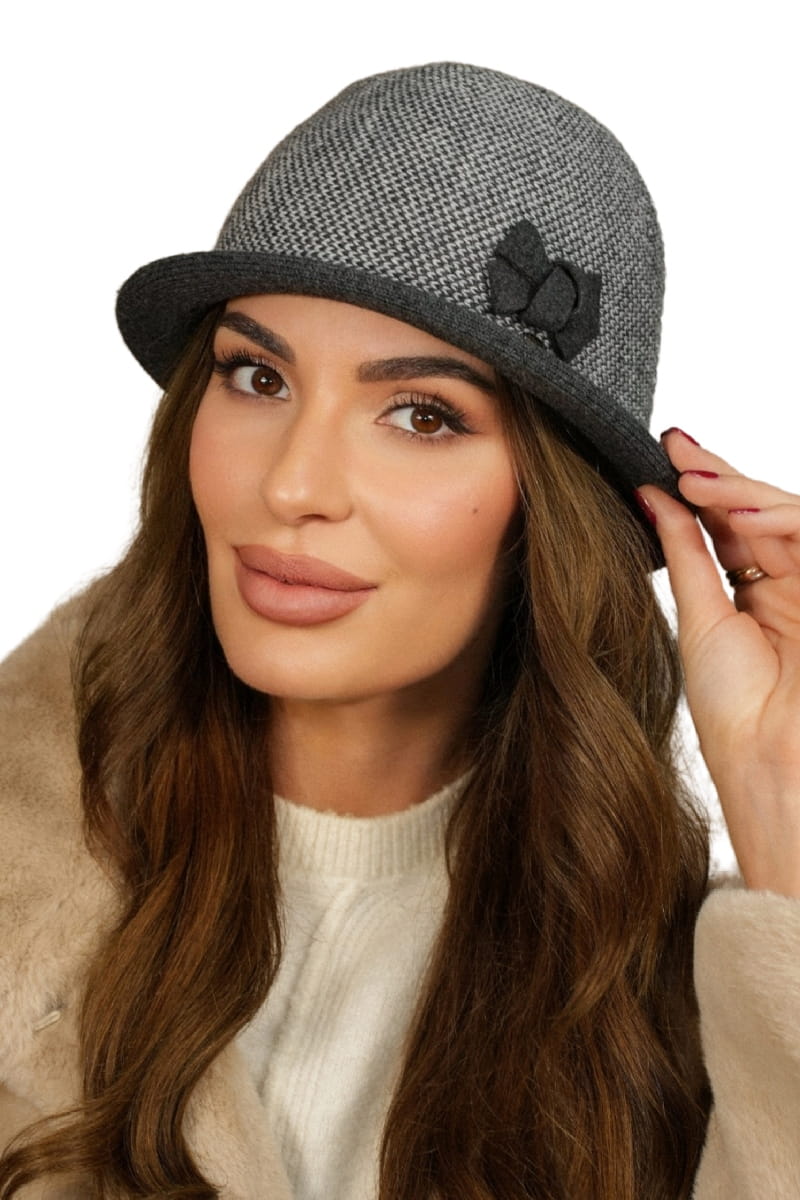 Kapelusz Damski, Model: Dante, Kolor: grafitowy, Skład materiału: 50% Akryl; 30% Wełna; 10% Wiskoza; 10% Alpaka, Przeznaczenie: Jesień/Zima, Rozmiar: Uniwersalny (54-60)