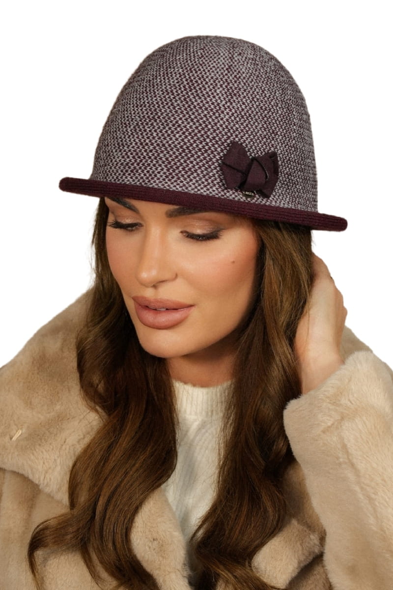 Kapelusz Damski, Model: Dante, Kolor: bordowy, Skład materiału: 50% Akryl; 30% Wełna; 10% Wiskoza; 10% Alpaka, Przeznaczenie: Jesień/Zima, Rozmiar: Uniwersalny (54-60)