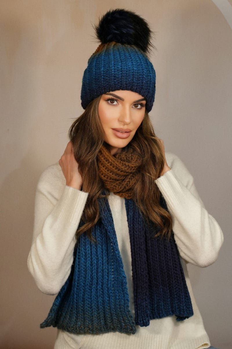 Komplety: czapka + szalik/komin, Model: Alice-Komplet, Kolor: turkusowy, Skład materiału: 55% Poliakryl; 25% Wełna; 20% Alpaka, Rozmiar: Uniwersalny (54-60) (Komplety: czapka + szalik/komin, zdjęcie 2)
