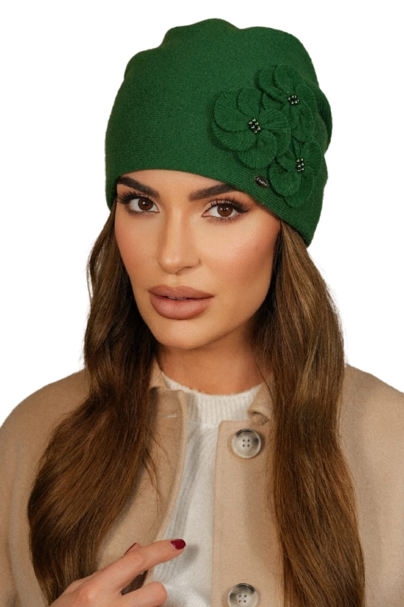 Čepice, Model: Ambrozja, Barva: zelená, Složení materiálu: 80% Vlna; 20% Polyamid, Určení: Podzim/Zima, Velikost: Univerzální (54-60)