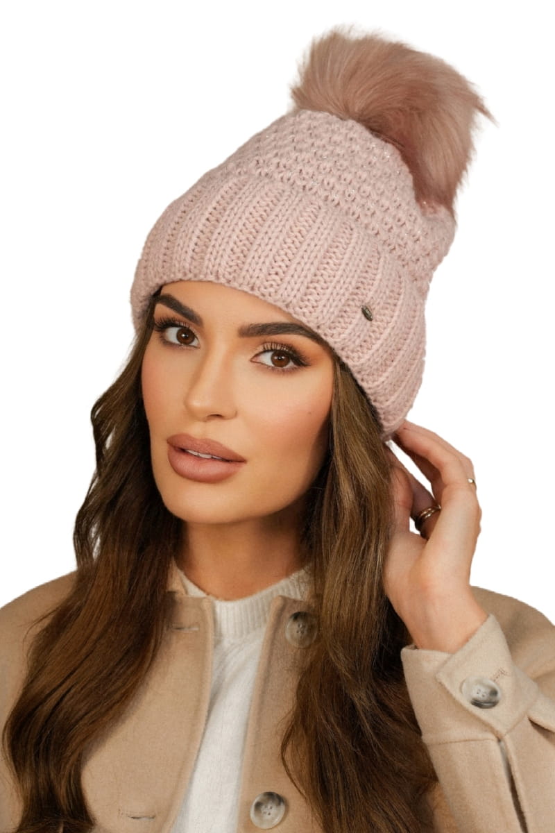Čepice, Model: Furja s Eco Pomponem, Barva: růžová, Složení materiálu: 83% Akryl; 15% Polyamid; 2% Metalický, Určení: Podzim/Zima, Velikost: Univerzální (54-60)