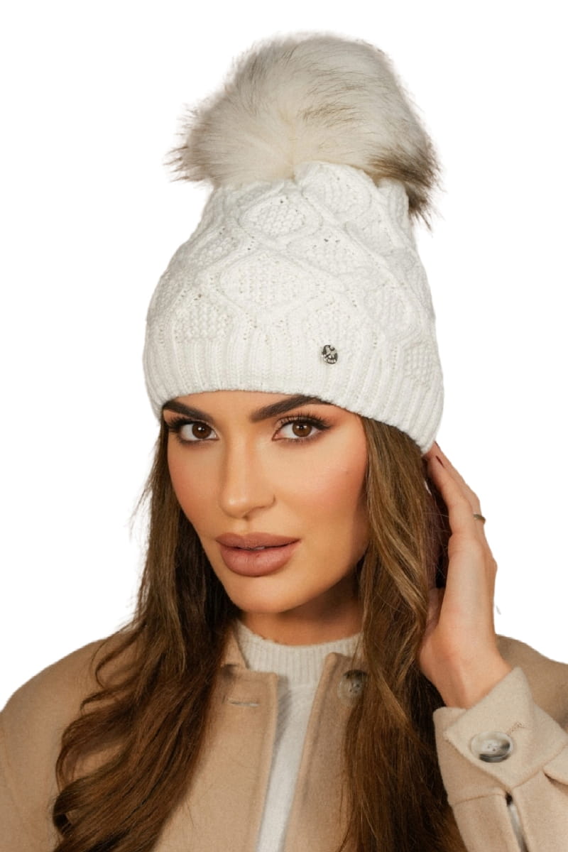 Czapka Damska, Model: Lamis, Kolor: ekru, Skład materiału: 50% Akryl; 30% Wełna; 20% Poliamid, Przeznaczenie: Jesień/Zima, Rozmiar: Uniwersalny (54-60)