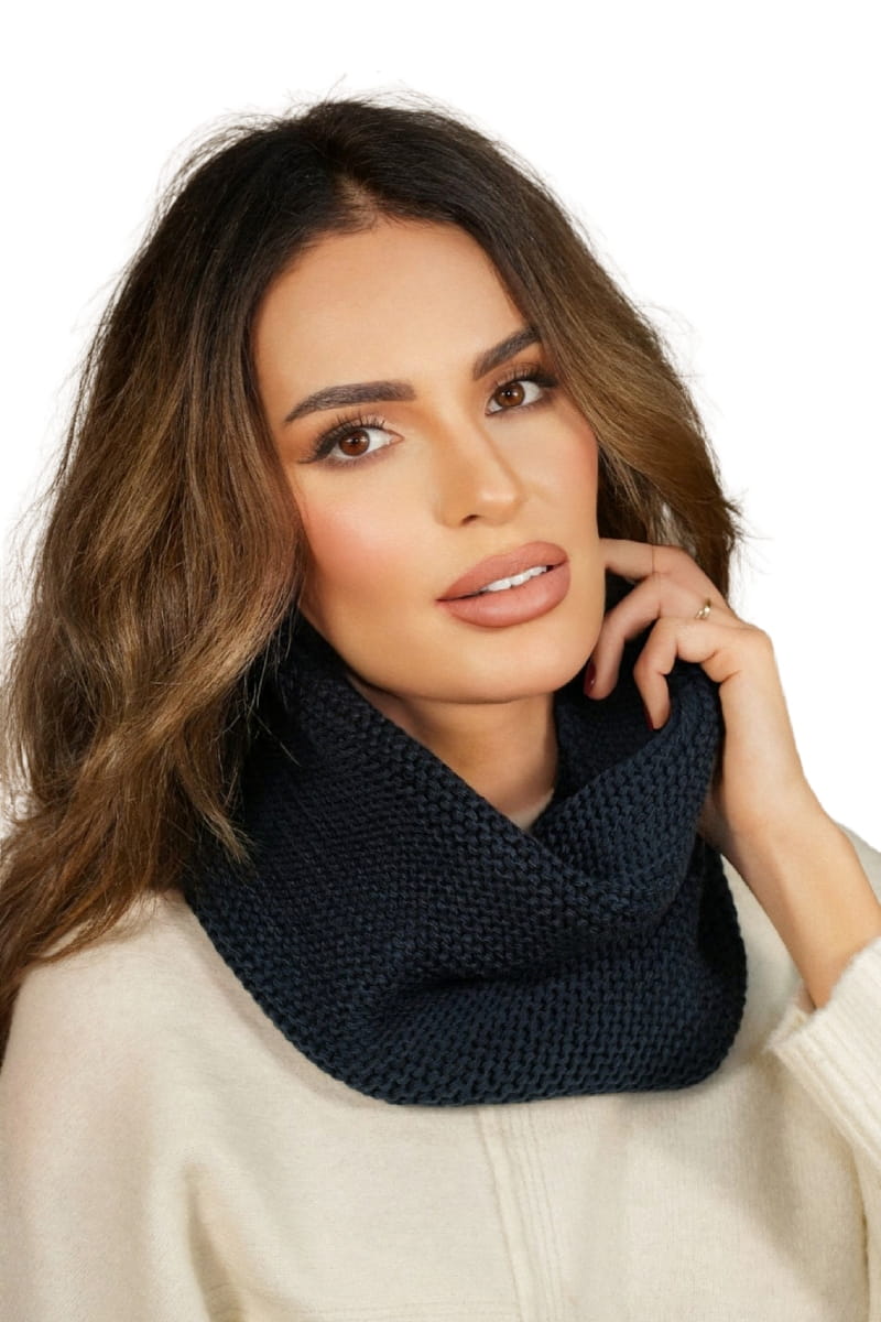Komin Dámský, Model: Leona-Komin, Barva: námořnická, Složení materiálu: 50% Akryl; 30% Vlna; 20% Polyamid