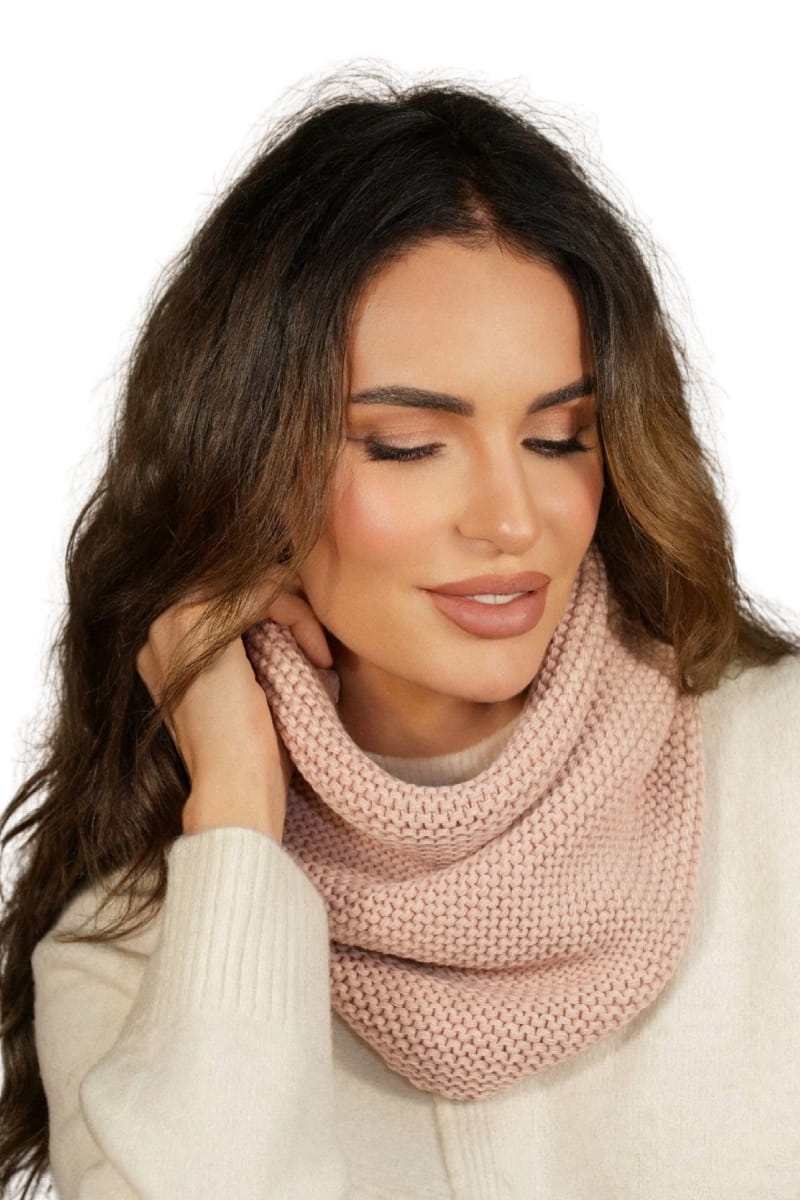 Komin Dámský, Model: Leona-Komin, Barva: růžová, Složení materiálu: 50% Akryl; 30% Vlna; 20% Polyamid