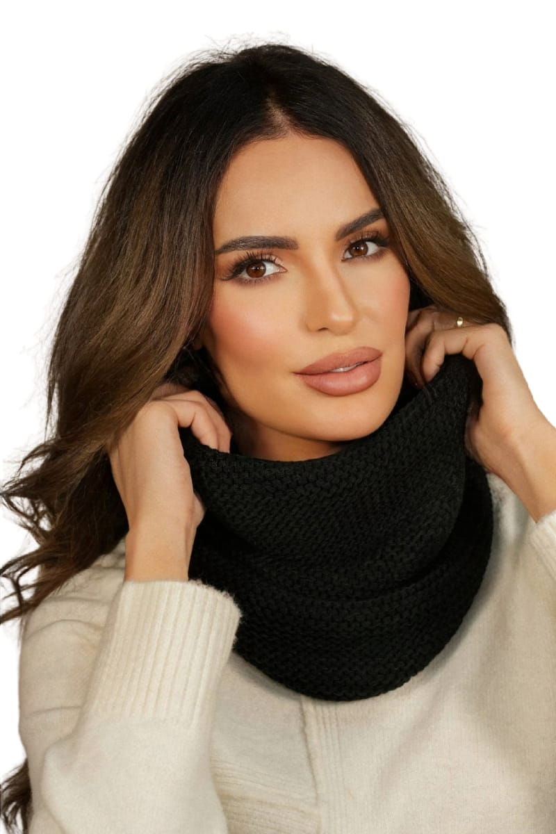 Komin Dámský, Model: Leona-Komin, Barva: černá, Složení materiálu: 50% Akryl; 30% Vlna; 20% Polyamid