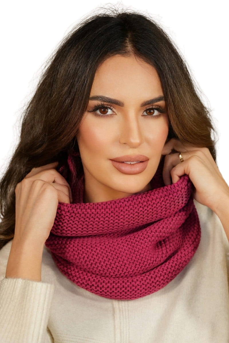Komin Damski, Model: Leona-Komin, Kolor: fuksja, Skład materiału: 50% Akryl; 30% Wełna; 20% Poliamid