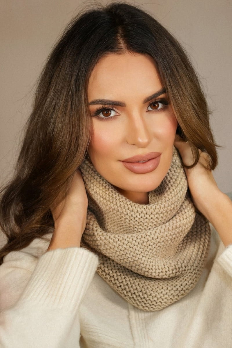 Komin Dámský, Model: Leona-Komin, Barva: béžová, Složení materiálu: 50% Akryl; 30% Vlna; 20% Polyamid (Komin Dámský, fotografie 2)