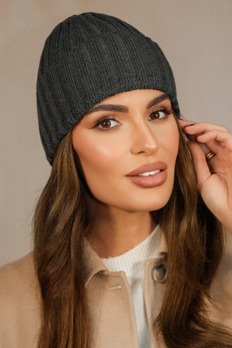 Čepice, Model: Ume, Barva: grafitová, Složení materiálu: 100% Vlna Merino Extrafine, Určení: Podzim/Zima, Velikost: Univerzální (54-60) (Čepice, fotografie 2)
