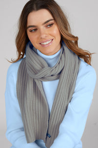 Damen Wollschal-04 mit Streifen, dunkelbeige Farbe