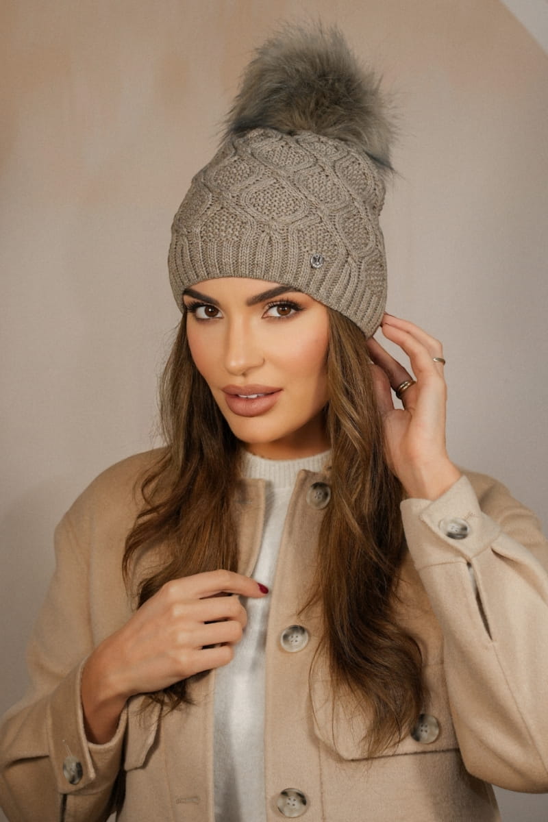 Čepice, Model: Lamis, Barva: tmavě béžová, Složení materiálu: 50% Akryl; 30% Vlna; 20% Polyamid, Určení: Podzim/Zima, Velikost: Univerzální (54-60) (Čepice, fotografie 2)