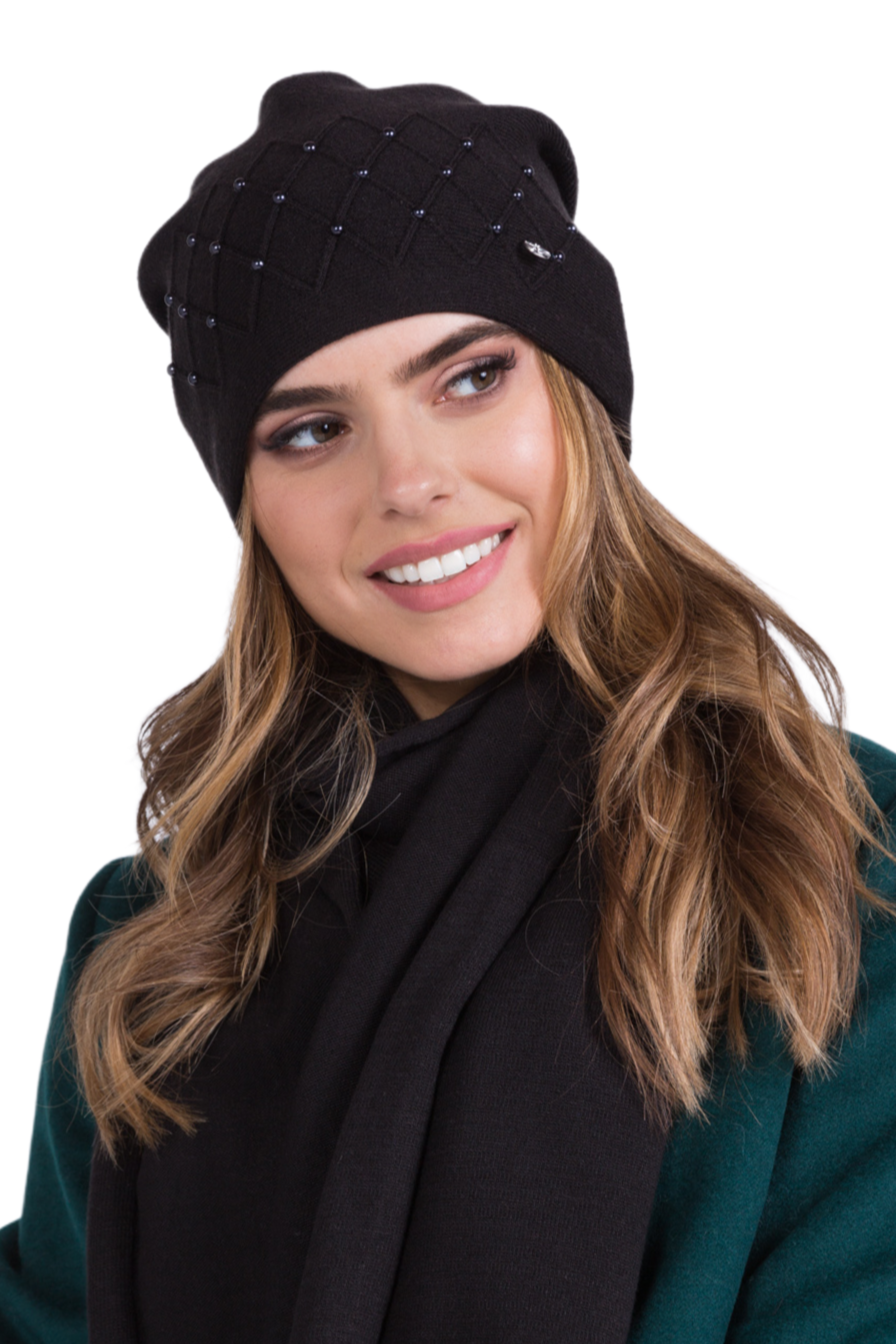 Čepice, Model: Rena, Barva: černá, Složení materiálu: 40% Akryl; 25% Viskóza; 20% Vlna; 15% Elastan, Velikost: Univerzální (54-60)