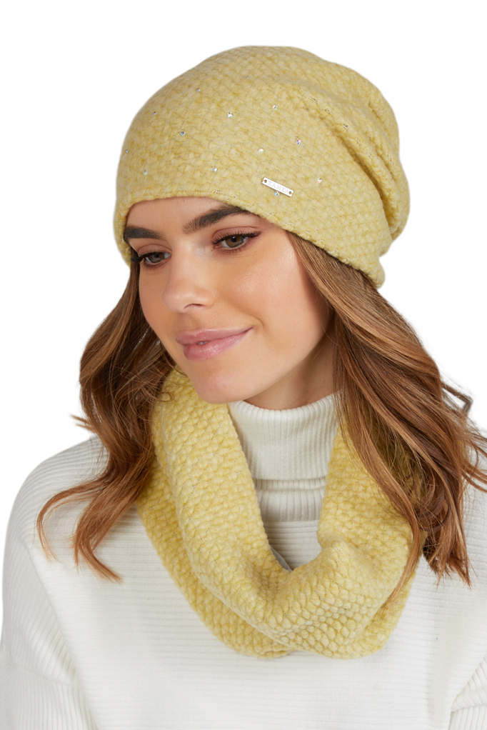 Čepice, Model: Musca, Barva: žlutá, Složení materiálu: 49% Vlna; 42% Polyester; 9% Akryl; Podšívka: 100% Bavlna, Určení: Podzim/Zima, Velikost: Univerzální (54-60)