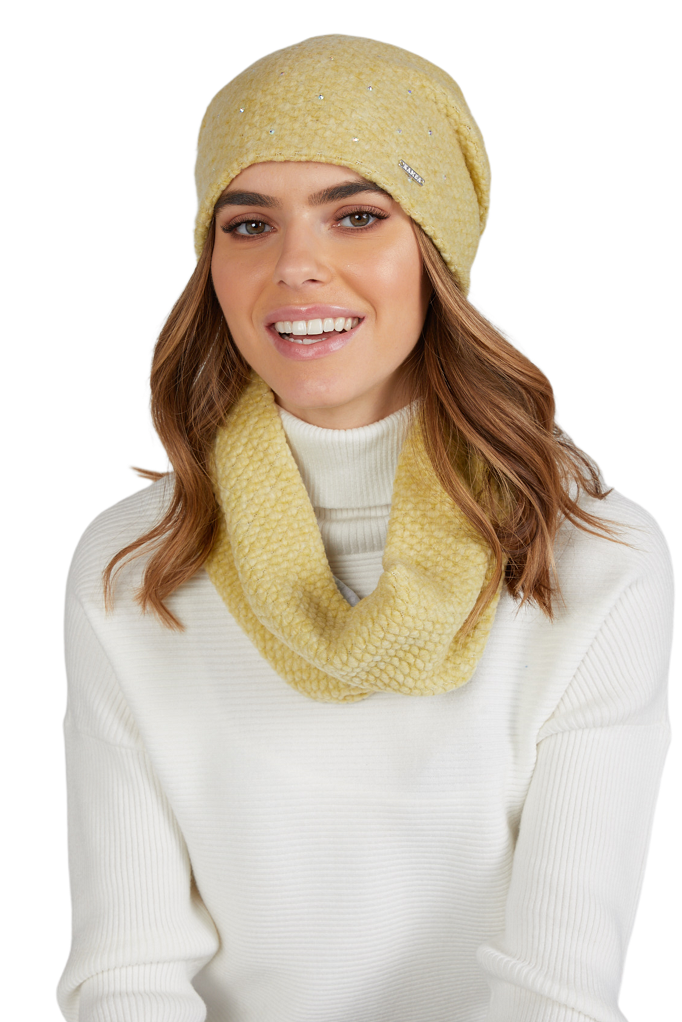 Čepice, Model: Musca, Barva: žlutá, Složení materiálu: 49% Vlna; 42% Polyester; 9% Akryl; Podšívka: 100% Bavlna, Určení: Podzim/Zima, Velikost: Univerzální (54-60) (Čepice, fotografie 3)