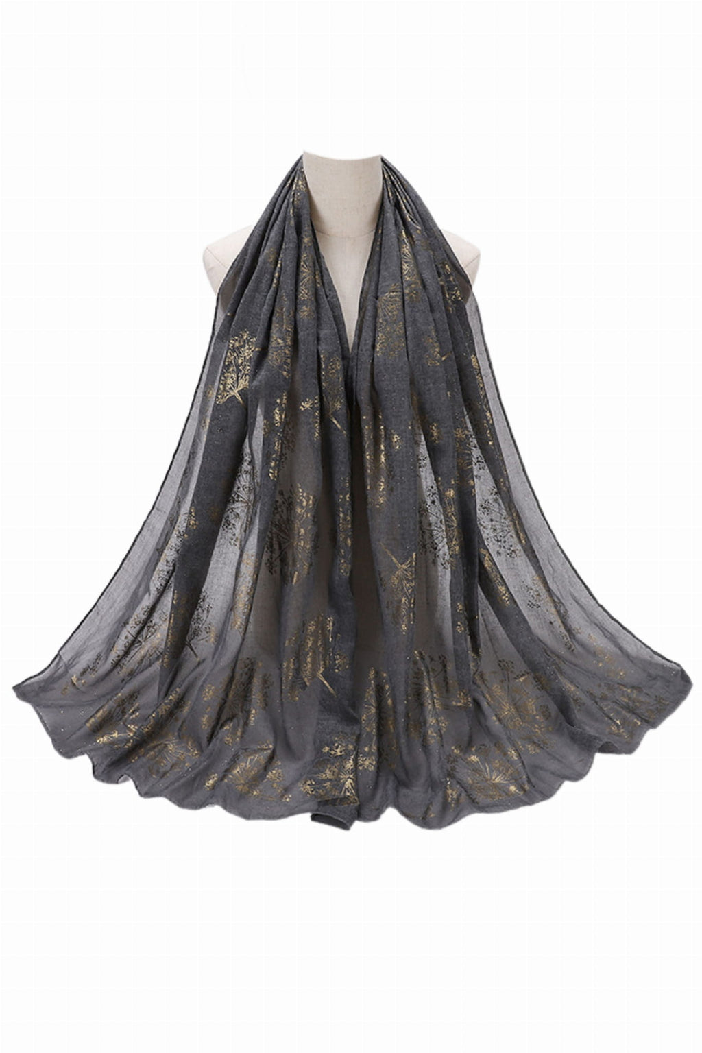 Dámský šátek, Model: H150-1//T34//13, Barva: grafitová, Složení materiálu: 80% Bavlna; 20% Polyester, Určení: Vícesezónní, Rozměry(délka/šířka): 180cm/70cm