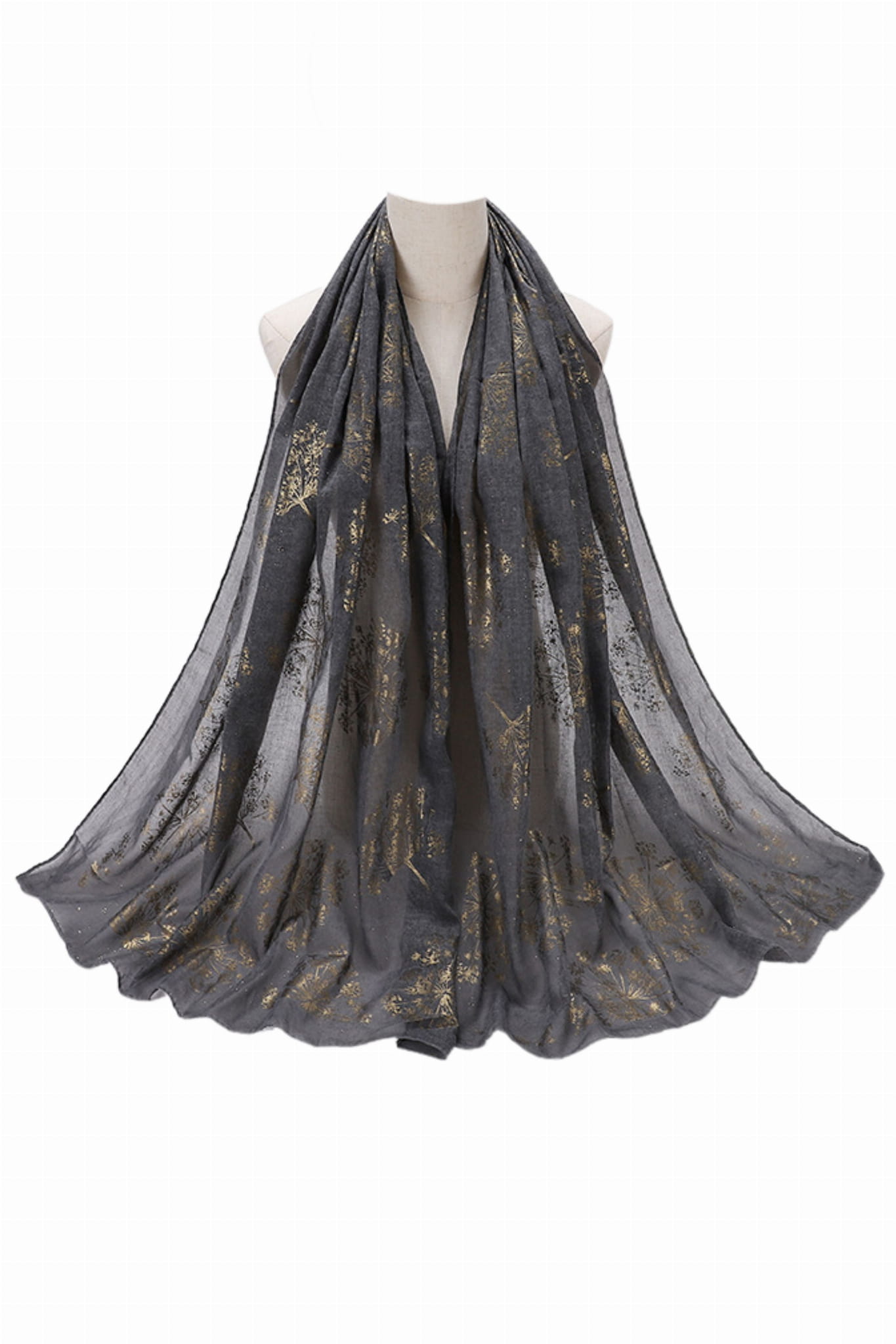 Dámský šátek, Model: H150-1//T34//13, Barva: grafitová, Složení materiálu: 80% Bavlna; 20% Polyester, Určení: Vícesezónní, Rozměry(délka/šířka): 180cm/70cm