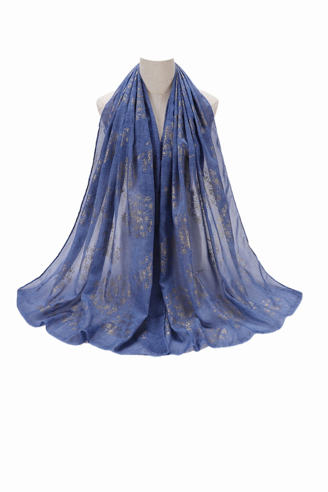 Dámský šátek, Model: H150-3//T34//13, Barva: námořnická, Složení materiálu: 80% Bavlna; 20% Polyester, Určení: Vícesezónní, Rozměry(délka/šířka): 180cm/70cm