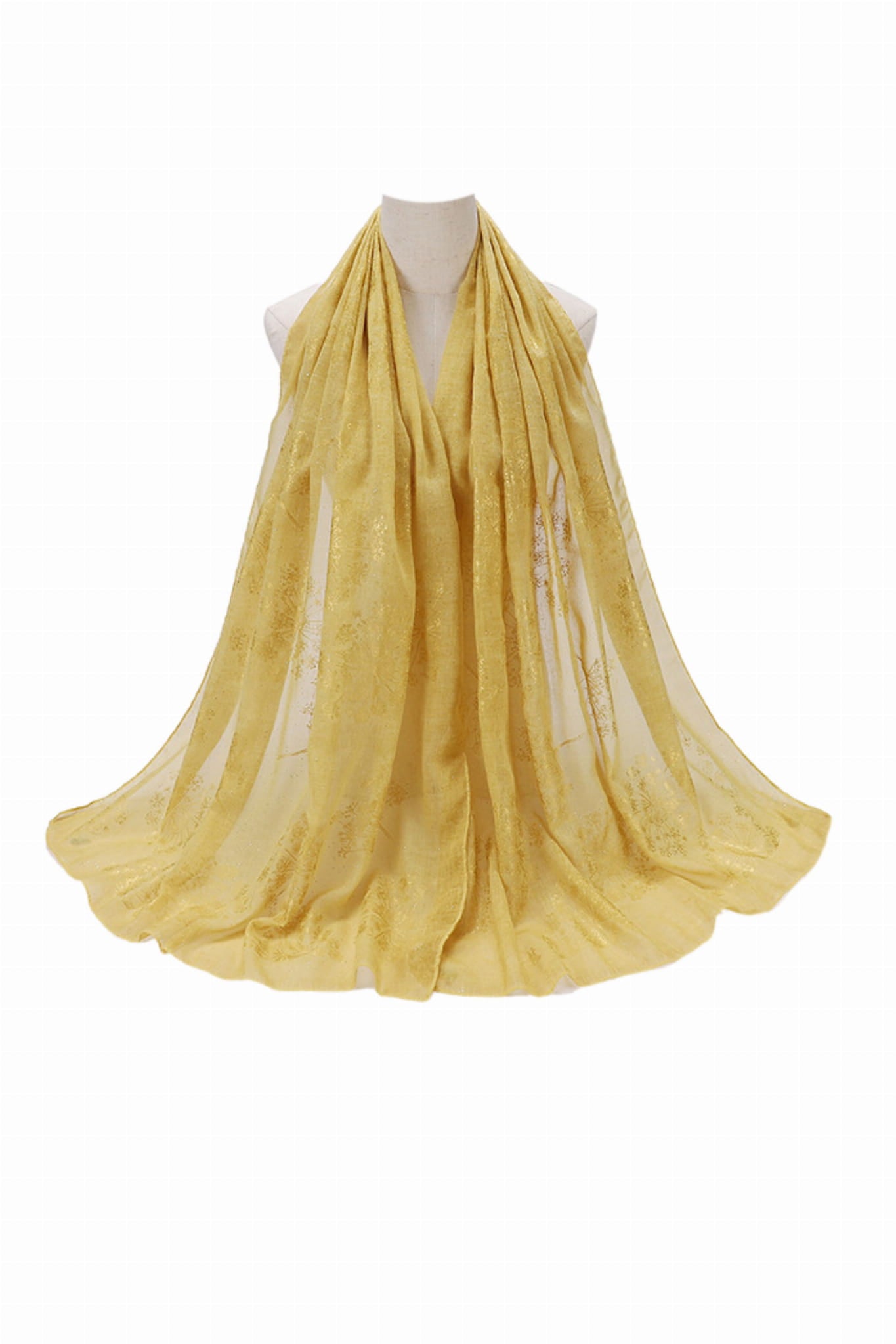 Dámský šátek, Model: H150-5//T34//13, Barva: žlutá, Složení materiálu: 80% Bavlna; 20% Polyester, Určení: Vícesezónní, Rozměry(délka/šířka): 180cm/70cm