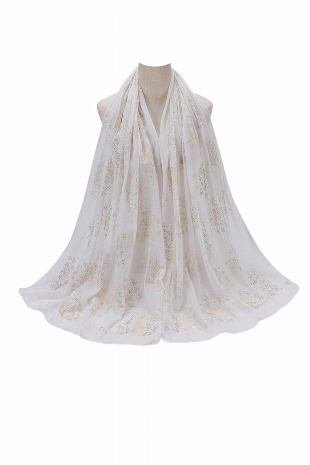 Dámský šátek, model: H150-7//T34//13, barva: bílá, složení materiálu: 80% bavlna; 20% polyester, určení: vícesezónní, rozměry(délka/šířka): 180cm/70cm