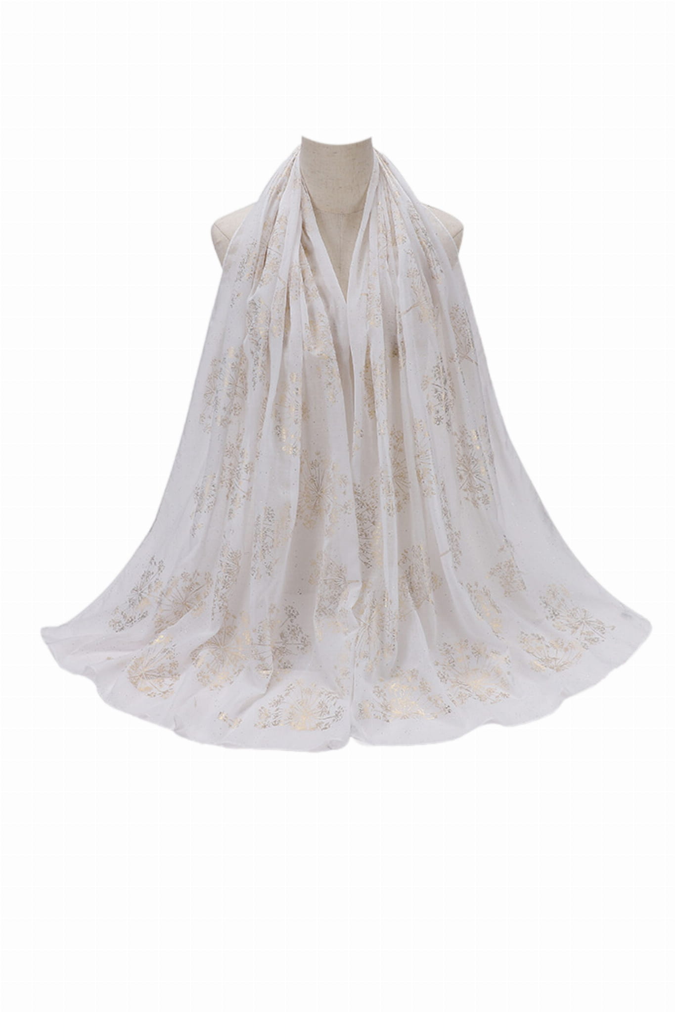 Dámský šátek, model: H150-7//T34//13, barva: bílá, složení materiálu: 80% bavlna; 20% polyester, určení: vícesezónní, rozměry(délka/šířka): 180cm/70cm
