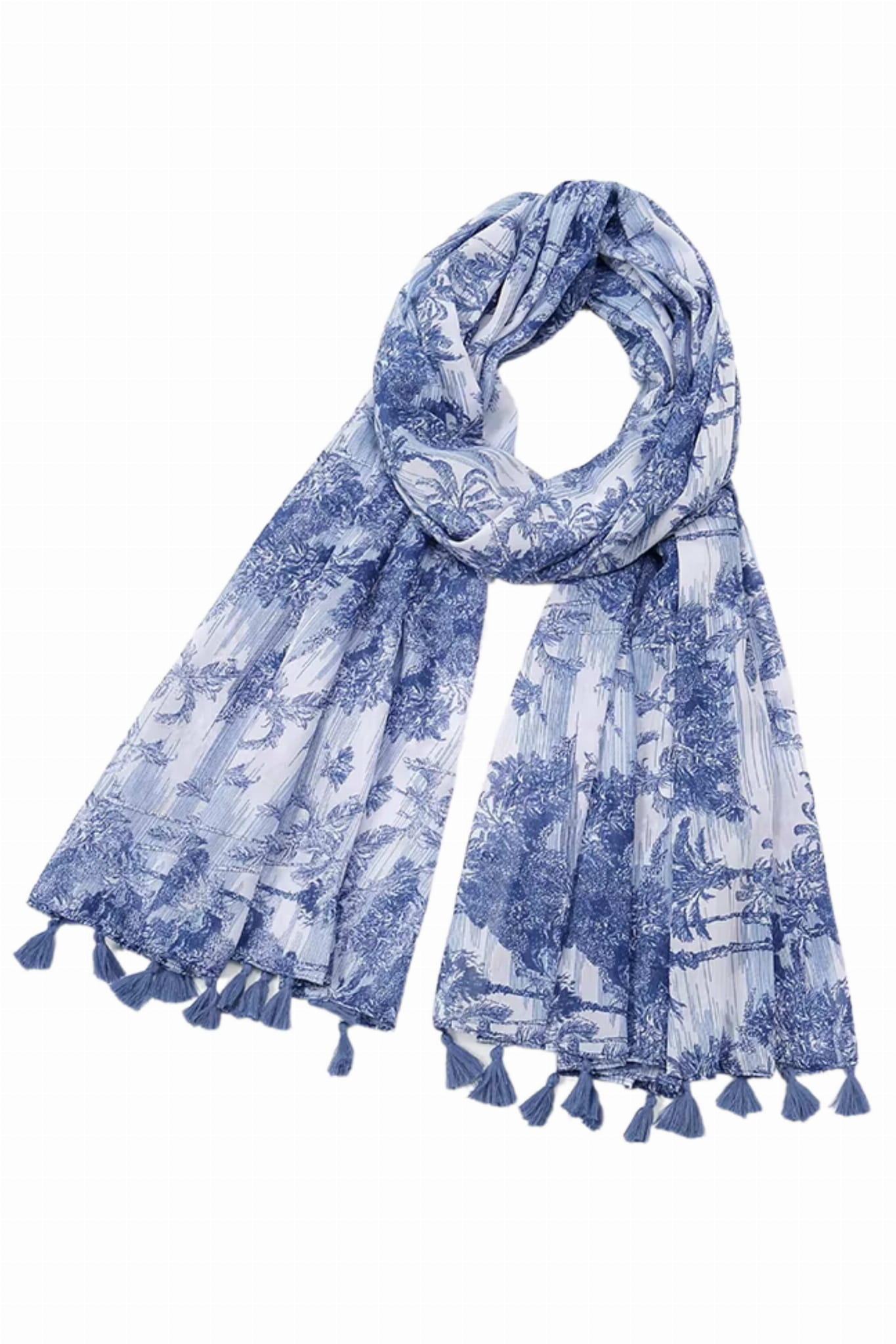 Szalik Damski, Model: C2044//T27//6, Kolor: niebieski, Skład materiału: 100% Wiskoza, Przeznaczenie: Wielosezonowe, Wymiary(długość/szerokość): 180cm/90cm