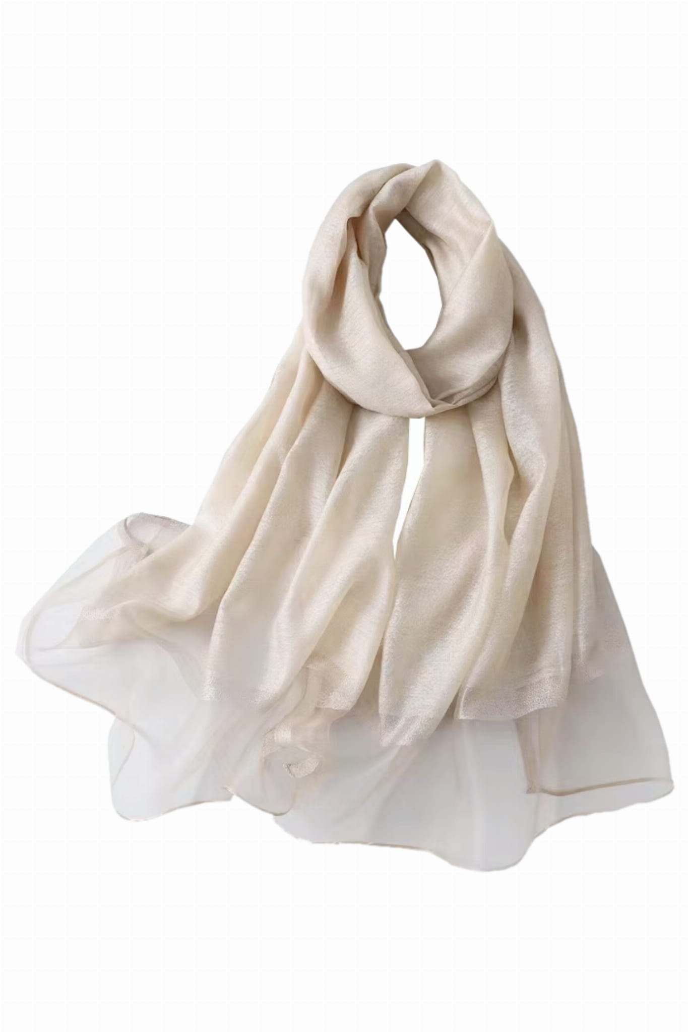 Szalik Damski, Model: RS034-7//T22//1, Kolor: ekru, Skład materiału: 60% Jedwab; 40% Poliester, Przeznaczenie: Wielosezonowe, Wymiary(długość/szerokość): 180cm/70cm (Szalik Damski, zdjęcie 2)