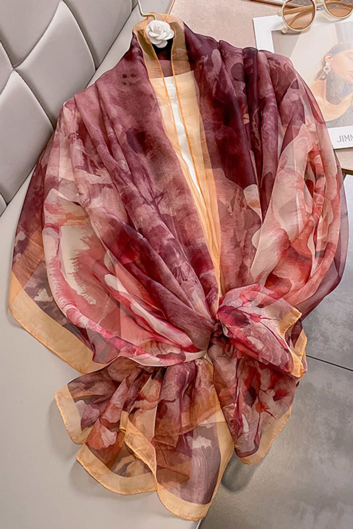 Szalik Damski, Model: YY059//T23//2, Kolor: burgundowy, Skład materiału: 100% Poliester, Przeznaczenie: Wielosezonowe, Wymiary(długość/szerokość): 190cm/135cm