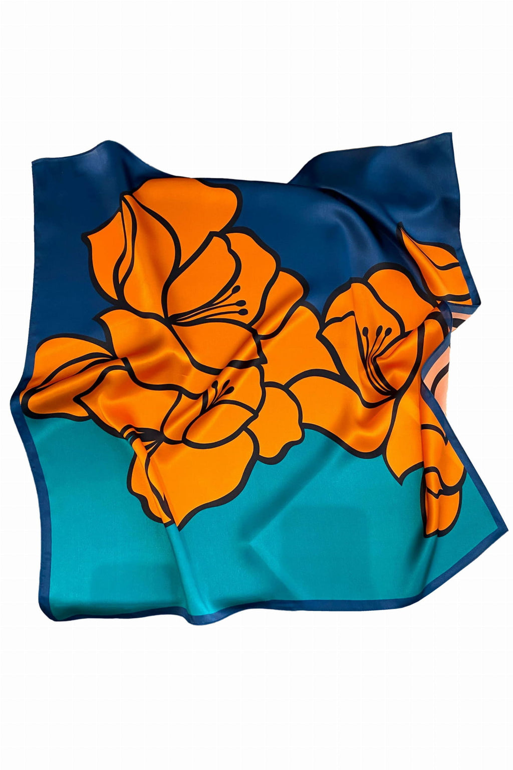 Apaszka, Model: ZS003-3//T42//21, Kolor: pomarańczowy, Skład materiału: 100% Jedwab, Przeznaczenie: Wielosezonowe, Wymiary(długość/szerokość): 70cm/70cm