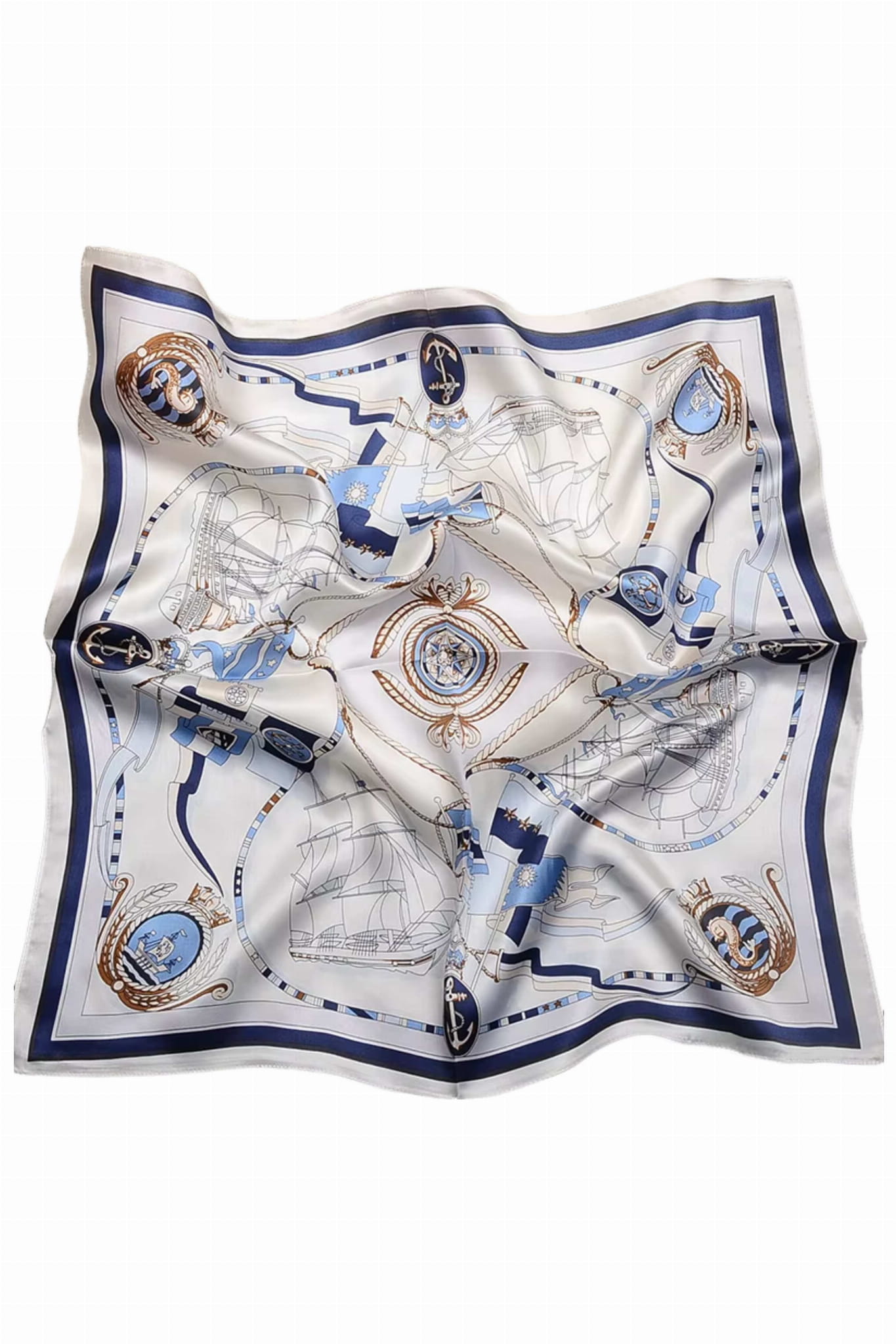 Apaszka, Model: ZS006//T42//21, Kolor: granatowy, Skład materiału: 100% Poliester, Przeznaczenie: Wielosezonowe, Wymiary(długość/szerokość): 70cm/70cm (Apaszka, zdjęcie 2)