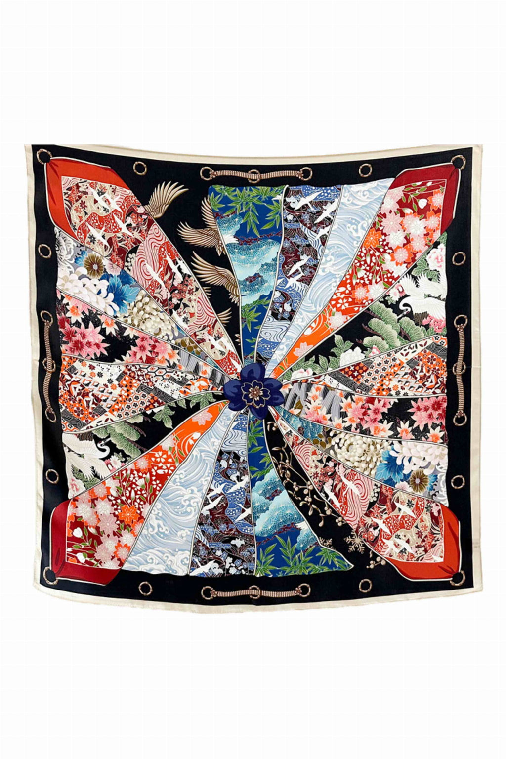 Apaszka, Model: ZS308//T42//21, Kolor: czarny, Skład materiału: 100% Jedwab, Przeznaczenie: Wielosezonowe, Wymiary(długość/szerokość): 70cm/70cm