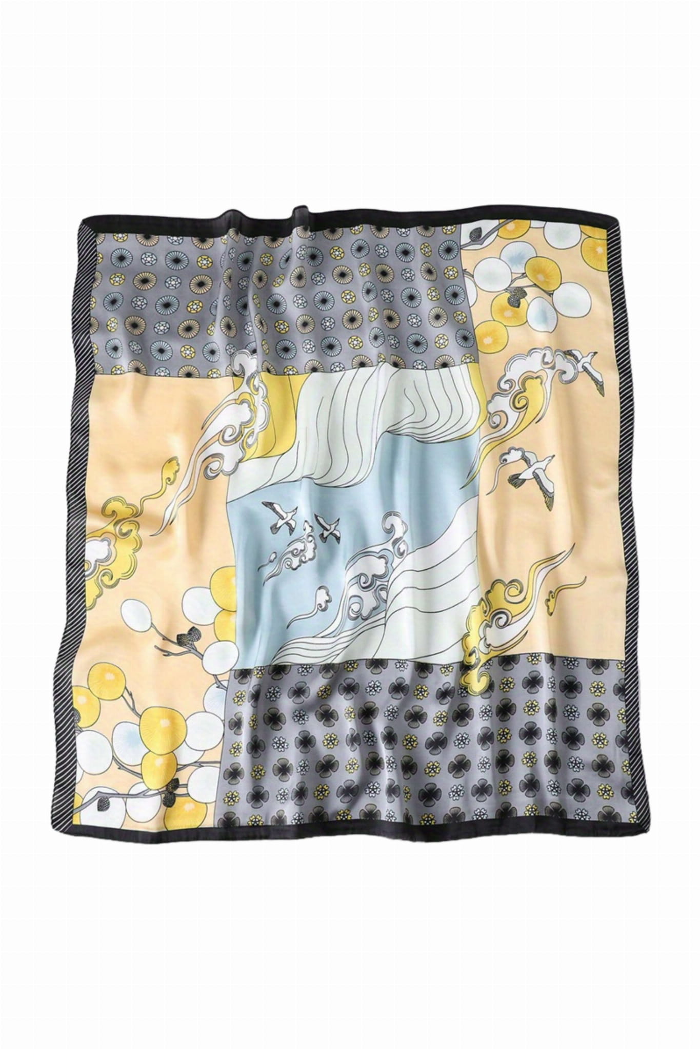 Apaszka, Model: FJ153//T40//19, Kolor: czarny, Skład materiału: 100% Poliester, Przeznaczenie: Wielosezonowe, Wymiary(długość/szerokość): 70cm/70cm