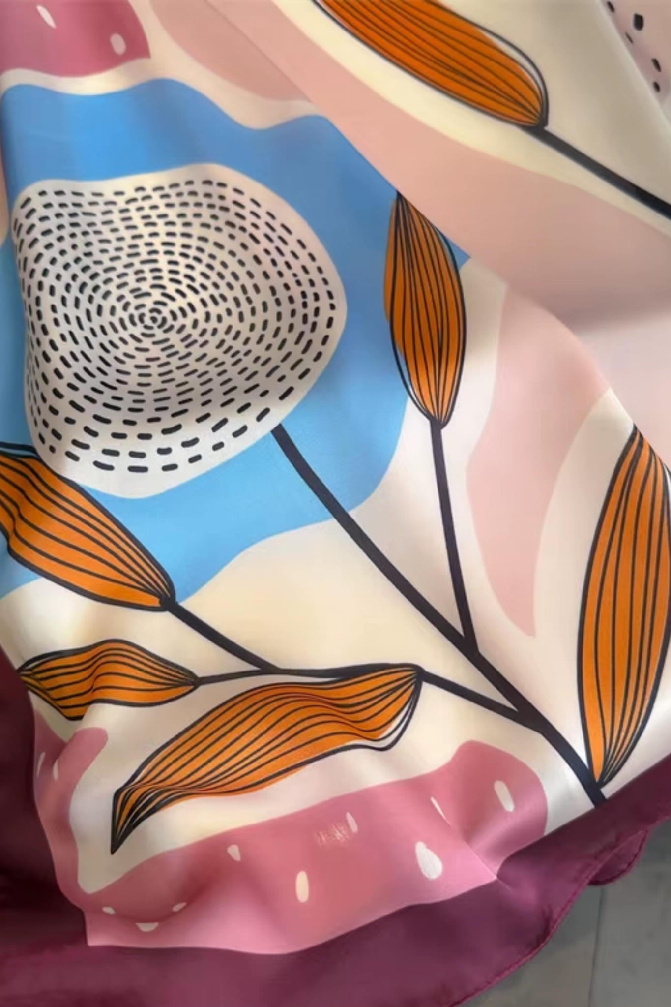 Apaszka, Model: FJ376-1//T41//20, Kolor: różowy, Skład materiału: 100% Poliester, Przeznaczenie: Wielosezonowe, Wymiary(długość/szerokość): 70cm/70cm (Apaszka, zdjęcie 5)