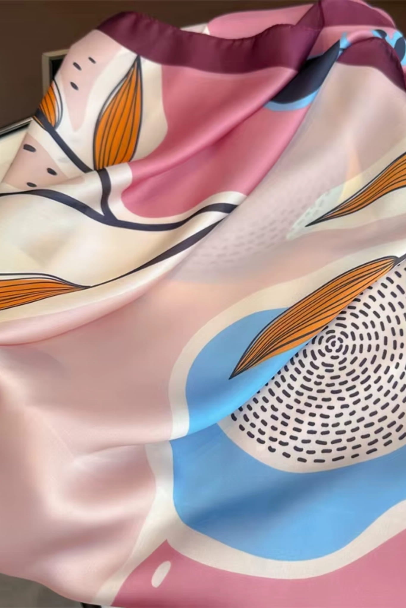 Apaszka, Model: FJ376-1//T41//20, Kolor: różowy, Skład materiału: 100% Poliester, Przeznaczenie: Wielosezonowe, Wymiary(długość/szerokość): 70cm/70cm (Apaszka, zdjęcie 4)