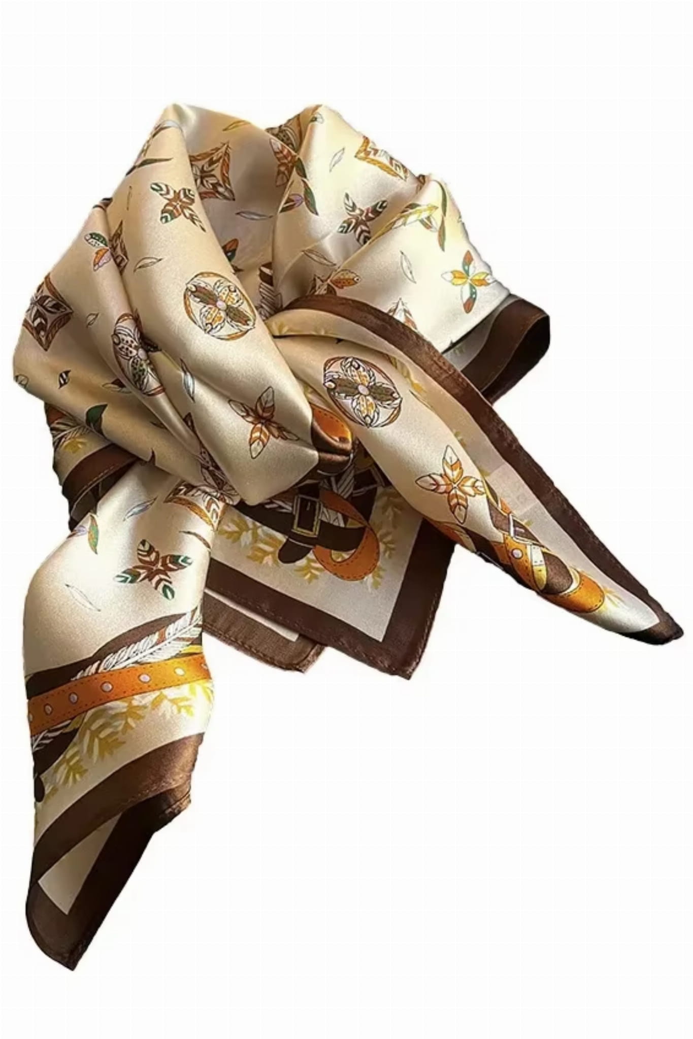 Satynowa apaszka w rozmiarze 70x70 cm, wykonana z poliestru imitującego jedwab, w eleganckim stylu | KAMEA | Spironik.pl