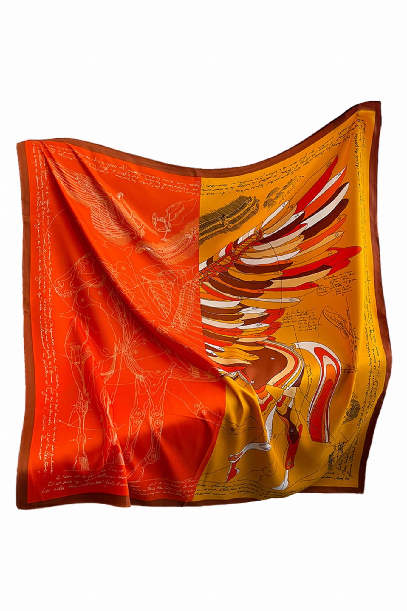 Apaszka, Model: F352-1//T35//14, Kolor: pomarańczowy, Skład materiału: 100% Poliester, Przeznaczenie: Wielosezonowe, Wymiary(długość/szerokość): 90cm/90cm (Apaszka, zdjęcie 2)