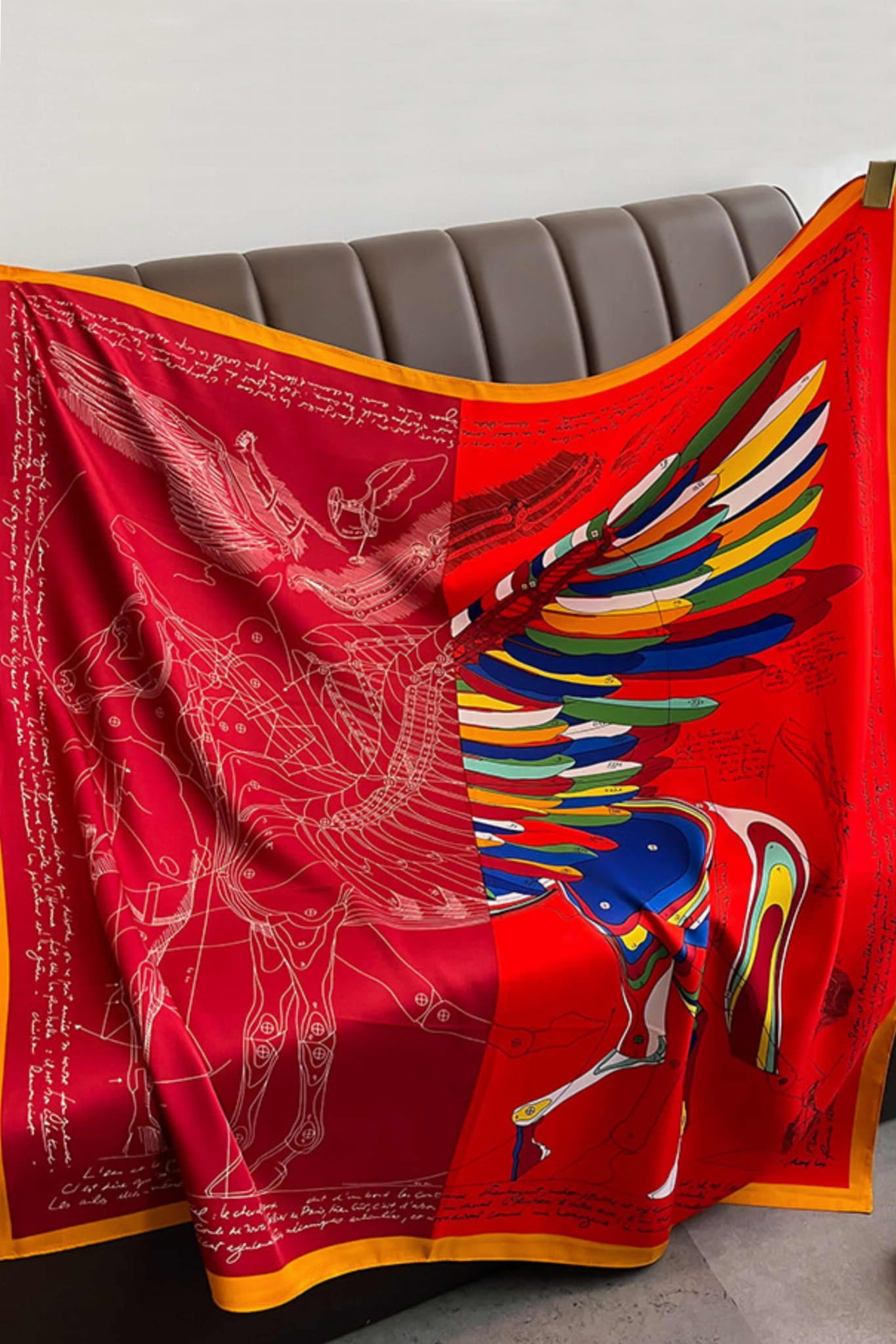 Apaszka, Model: F352-3//T35//14, Kolor: czerwony, Skład materiału: 100% Poliester, Przeznaczenie: Wielosezonowe, Wymiary(długość/szerokość): 90cm/90cm (Apaszka, zdjęcie 2)