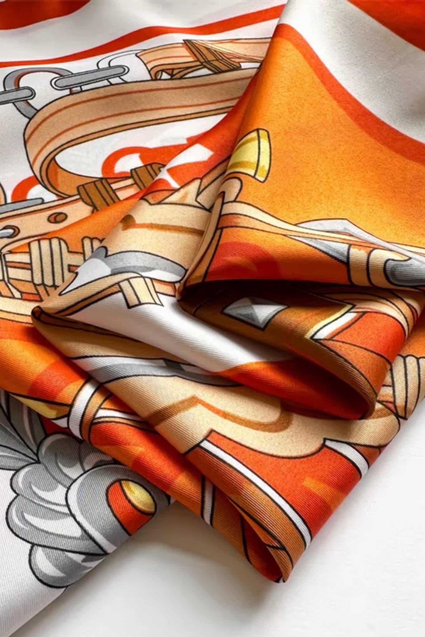 Apaszka, Model: F278-2//T36//15, Kolor: pomarańczowy, Skład materiału: 100% Poliester, Przeznaczenie: Wielosezonowe, Wymiary(długość/szerokość): 90cm/90cm (Apaszka, zdjęcie 3)