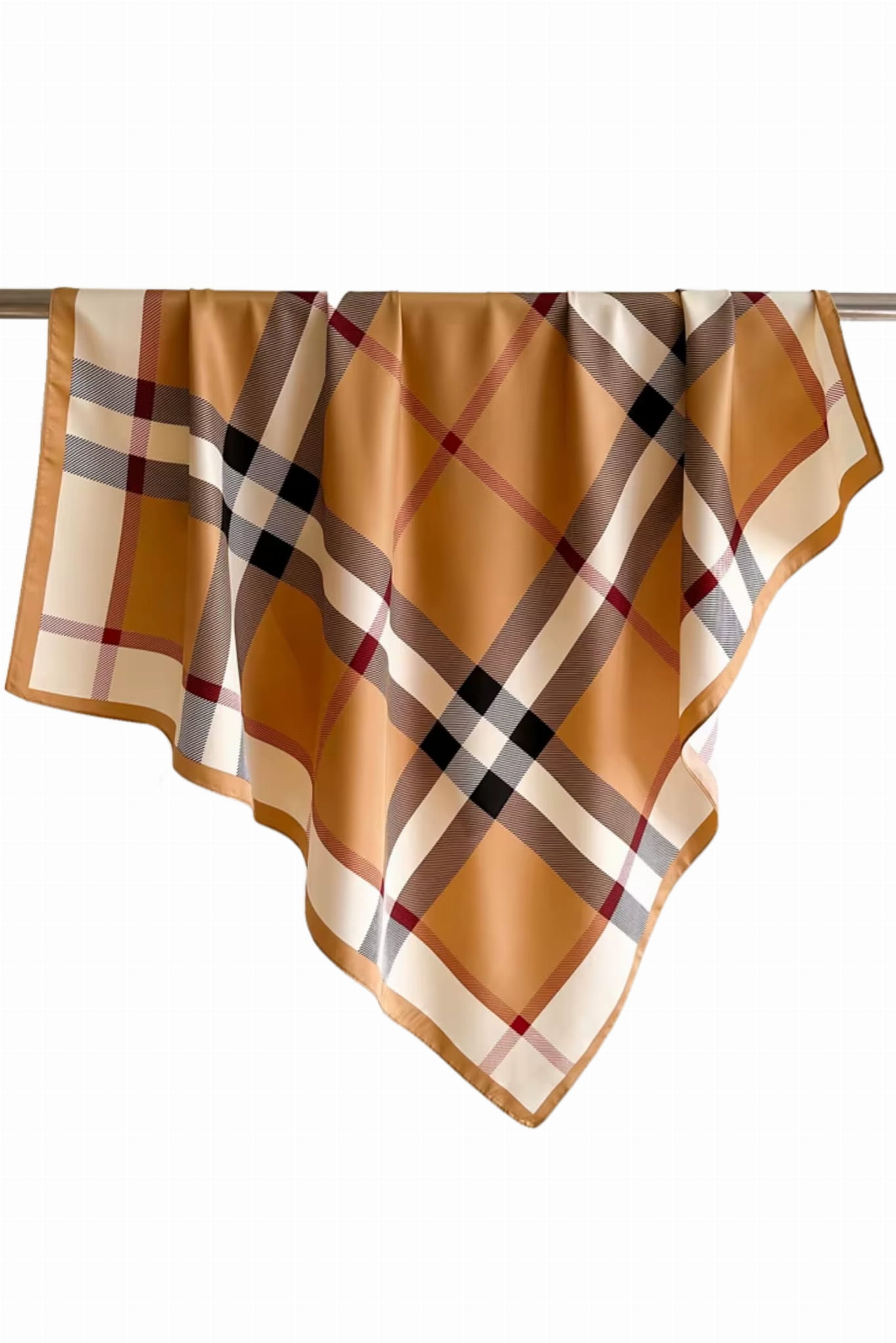 Apaszka, Model: F273//T36//15, Kolor: brązowy, Skład materiału: 100% Poliester, Przeznaczenie: Wielosezonowe, Wymiary(długość/szerokość): 90cm/90cm (Apaszka, zdjęcie 3)