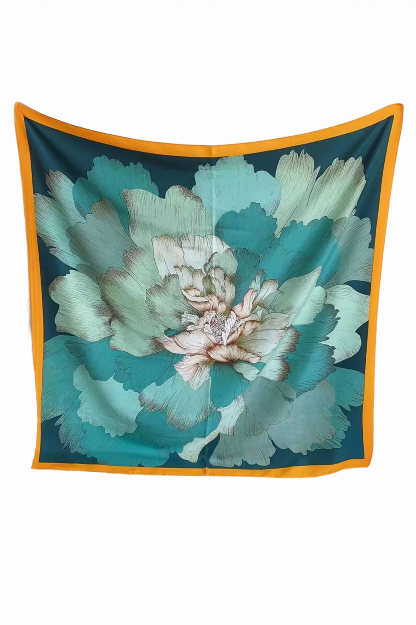 Wzór kwiatowy na apaszce w kolorach kremu i miodowej żółci, idealny na każdą porę roku | KAMEA | Spironik.pl