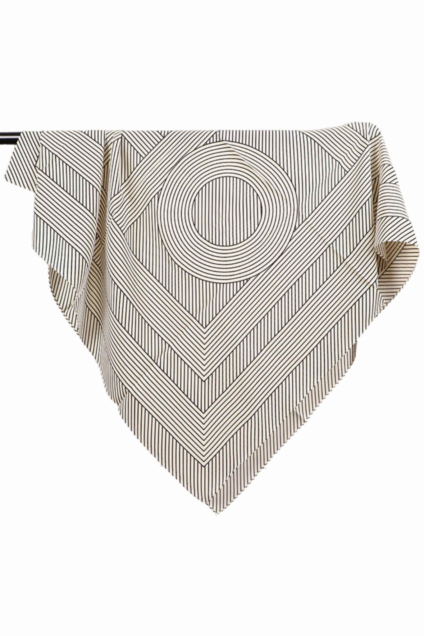 Apaszka w graficzne pasy i okręgi, idealna do minimalistycznych stylizacji | KAMEA | Spironik.pl