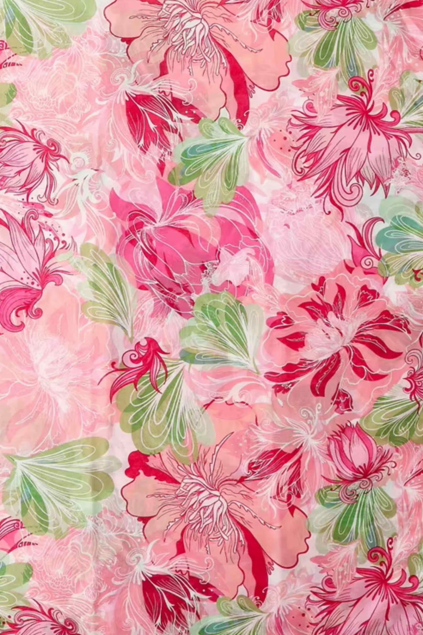 Szal w kwiaty w użyciu, luźno noszony na ramionach, idealny na wiosenne i letnie stylizacje | KAMEA | Spironik.pl