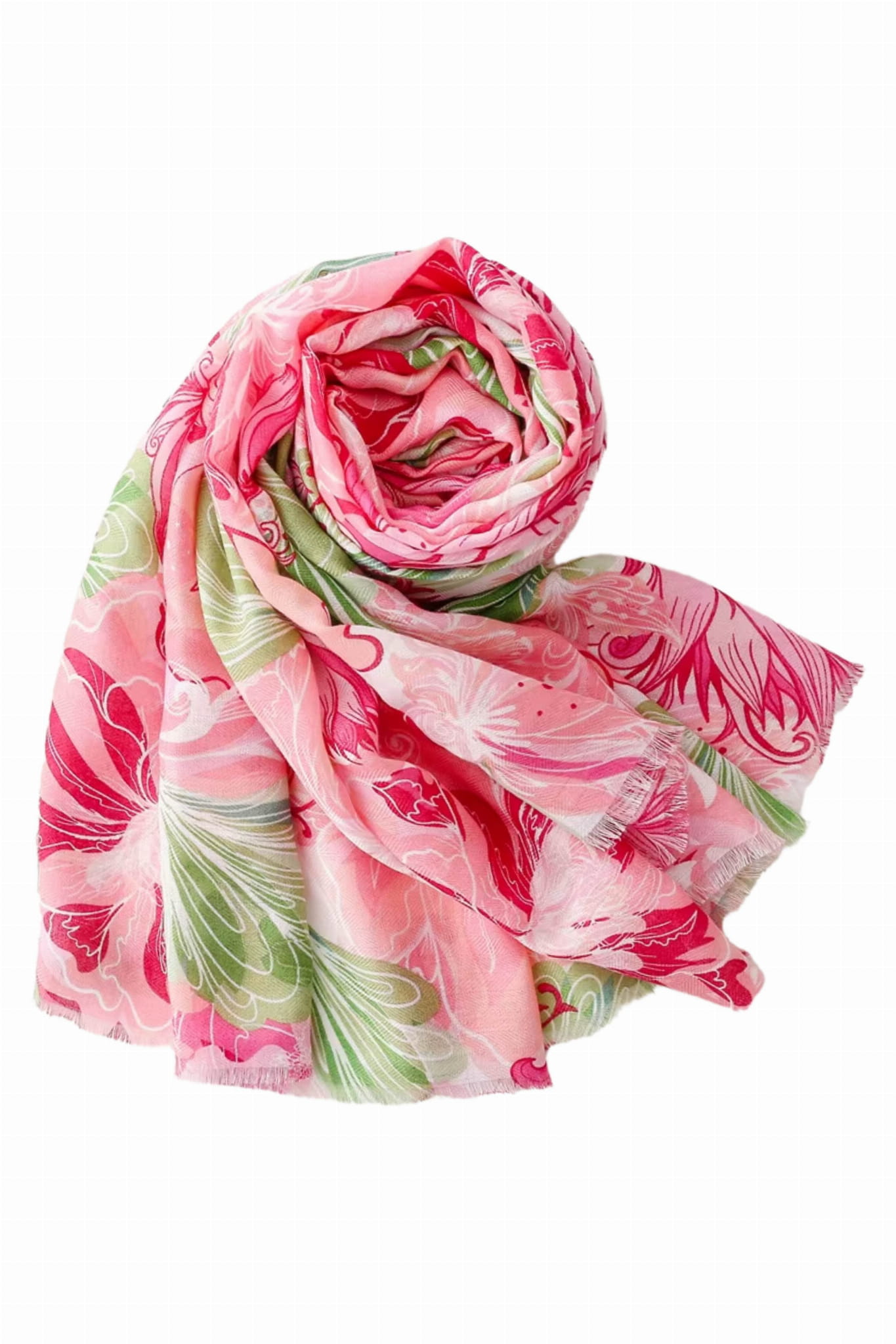 Szal w kwiaty z wiskozy, zbliżenie na fakturę materiału, miękki i przyjemny w dotyku | KAMEA | Spironik.pl