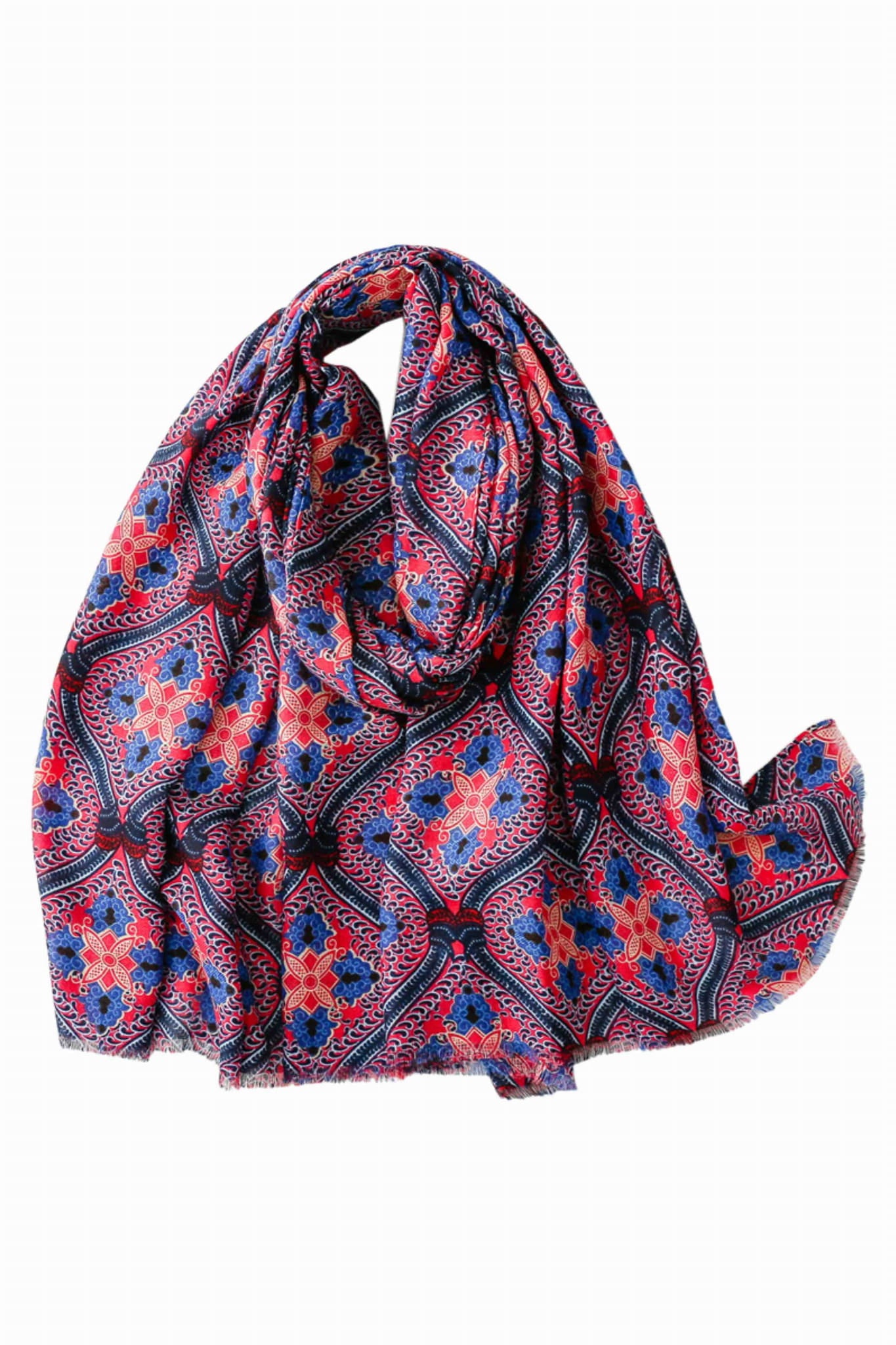 Szalik Damski, Model: C2313//T27//6, Kolor: czerwony, Skład materiału: 100% Wiskoza, Przeznaczenie: Wielosezonowe, Wymiary(długość/szerokość): 180cm/90cm